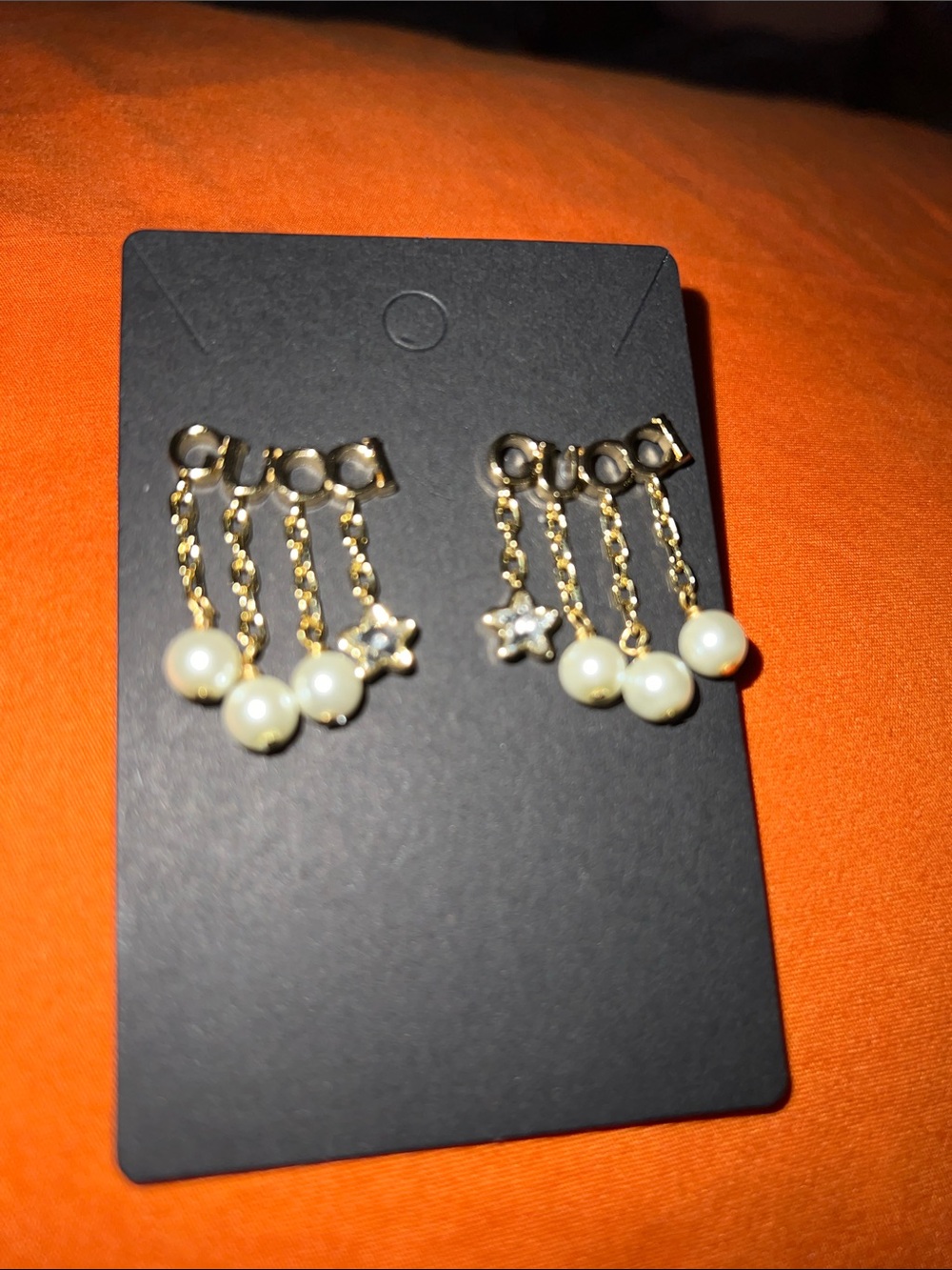 Gold Pearl and Star Dangle Earrings - Women Jewelry